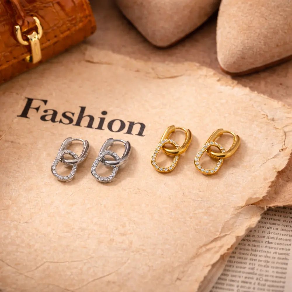 Lena Double Hoop Diamond Earrings - CLAYCALI