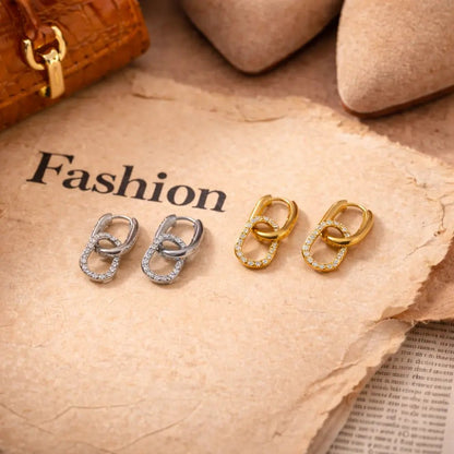 Lena Double Hoop Diamond Earrings - CLAYCALI