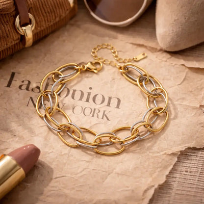 Sophie Two Tone Multi Link Bracelet - CLAYCALI