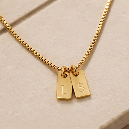 Chloe Tag Initial Necklace - CLAYCALI