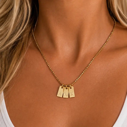 Chloe Tag Initial Necklace - CLAYCALI
