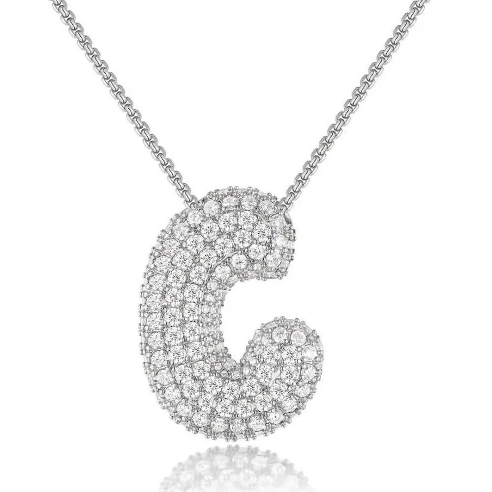 Bubble Initial Diamond Necklace - CLAYCALI
