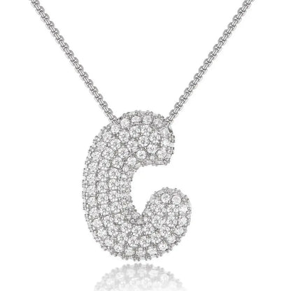 Bubble Initial Diamond Necklace - CLAYCALI