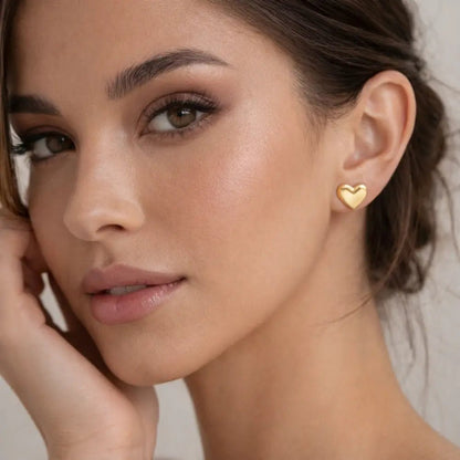 Aria Gold Heart Earrings - CLAYCALI