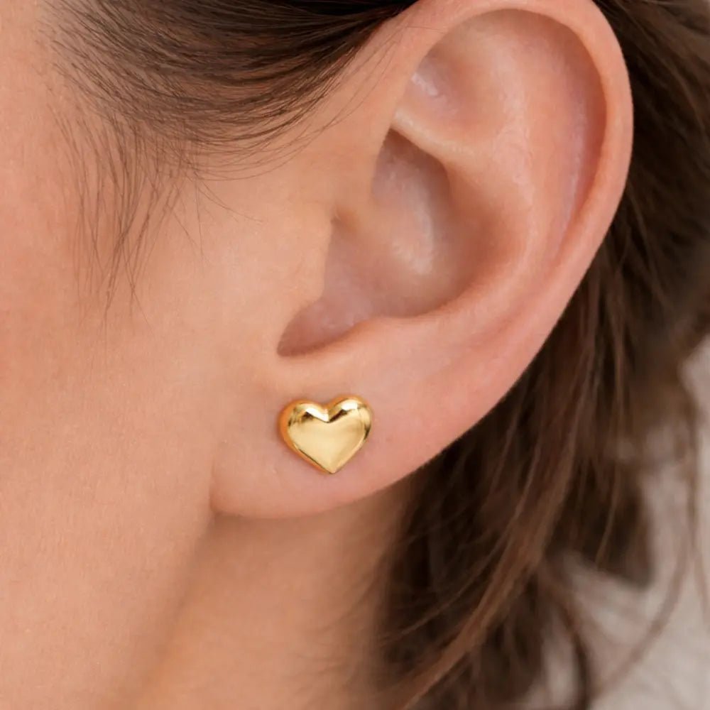 Aria Gold Heart Earrings - CLAYCALI