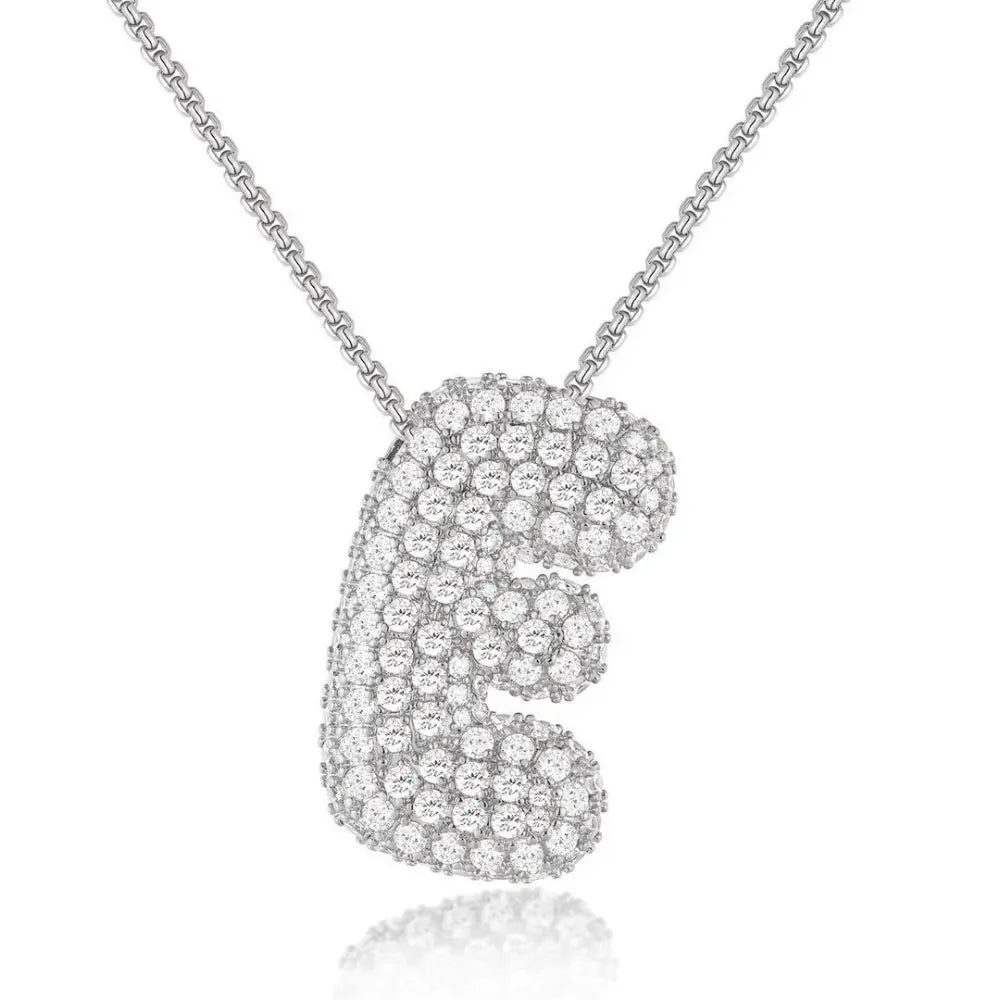 Bubble Initial Diamond Necklace - CLAYCALI