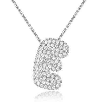 Bubble Initial Diamond Necklace - CLAYCALI