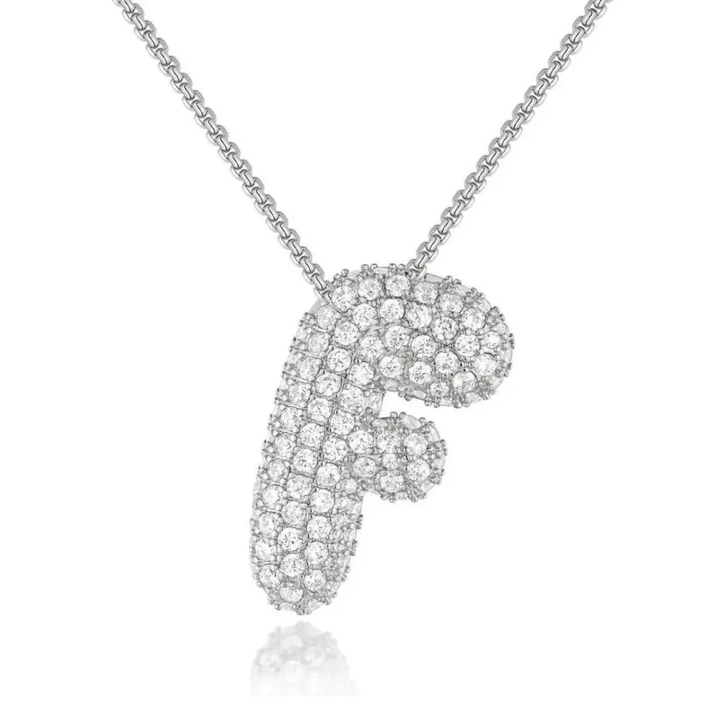 Bubble Initial Diamond Necklace - CLAYCALI