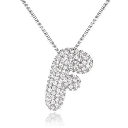 Bubble Initial Diamond Necklace - CLAYCALI