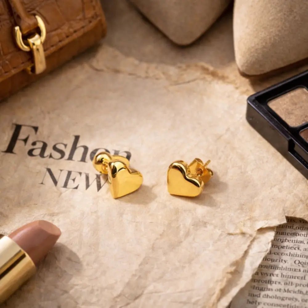 Aria Gold Heart Earrings - CLAYCALI
