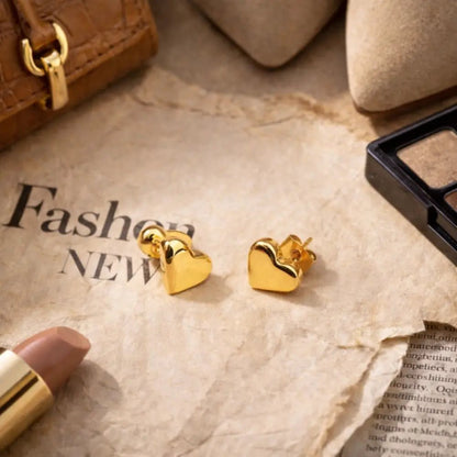 Aria Gold Heart Earrings - CLAYCALI