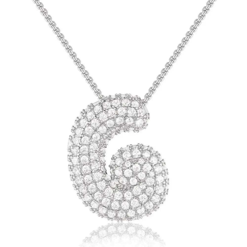 Bubble Initial Diamond Necklace - CLAYCALI