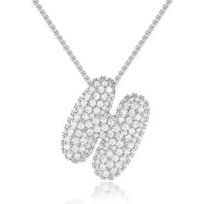 Bubble Initial Diamond Necklace - CLAYCALI