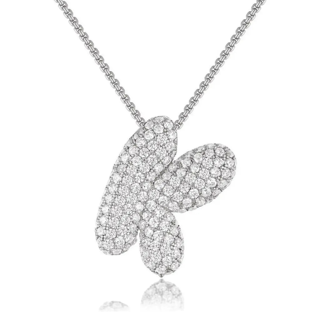 Bubble Initial Diamond Necklace - CLAYCALI