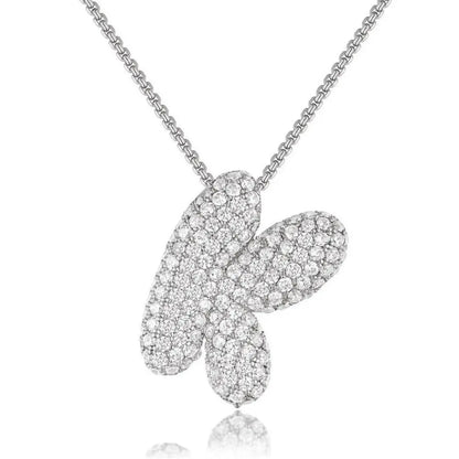 Bubble Initial Diamond Necklace - CLAYCALI