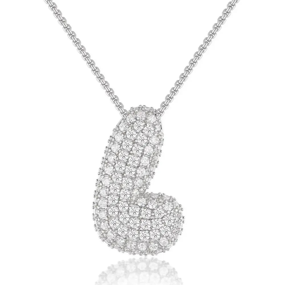 Bubble Initial Diamond Necklace - CLAYCALI