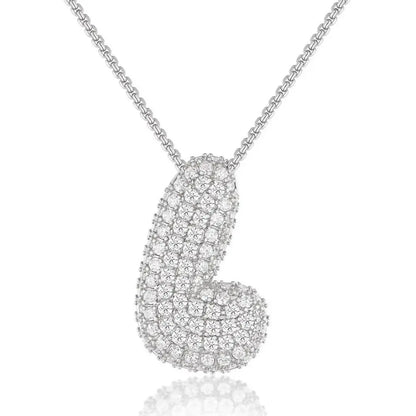 Bubble Initial Diamond Necklace - CLAYCALI