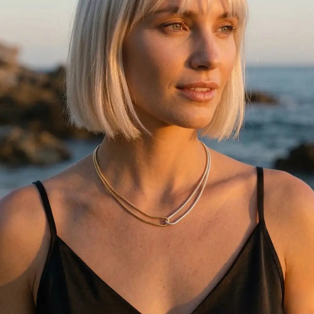 Lucienne Two - Tone Necklace - CLAYCALI