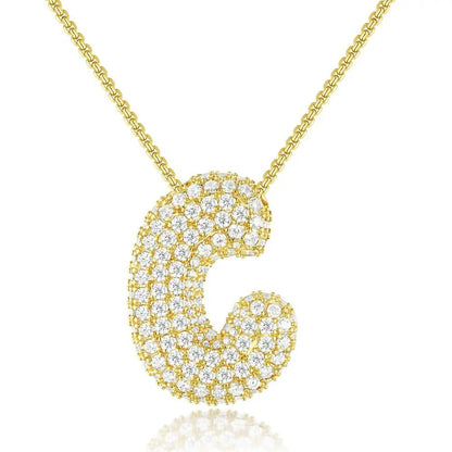 Bubble Initial Diamond Necklace - CLAYCALI