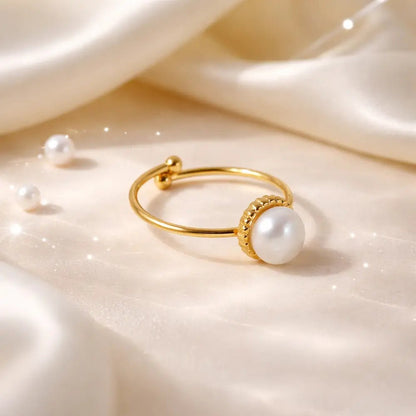 Stella Gold Pearl Ring - CLAYCALI