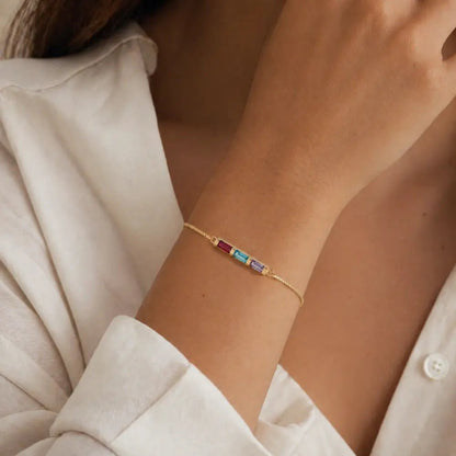 Dainty Baguette Birthstone Bracelet - CLAYCALI