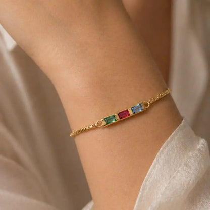 Dainty Baguette Birthstone Bracelet - CLAYCALI