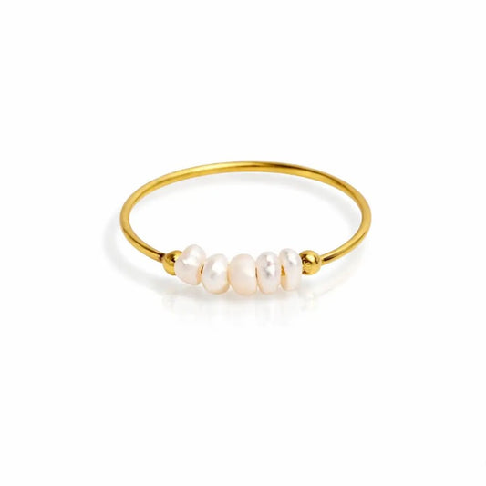 Lily Freshwater Pearl Gold Ring - CLAYCALI