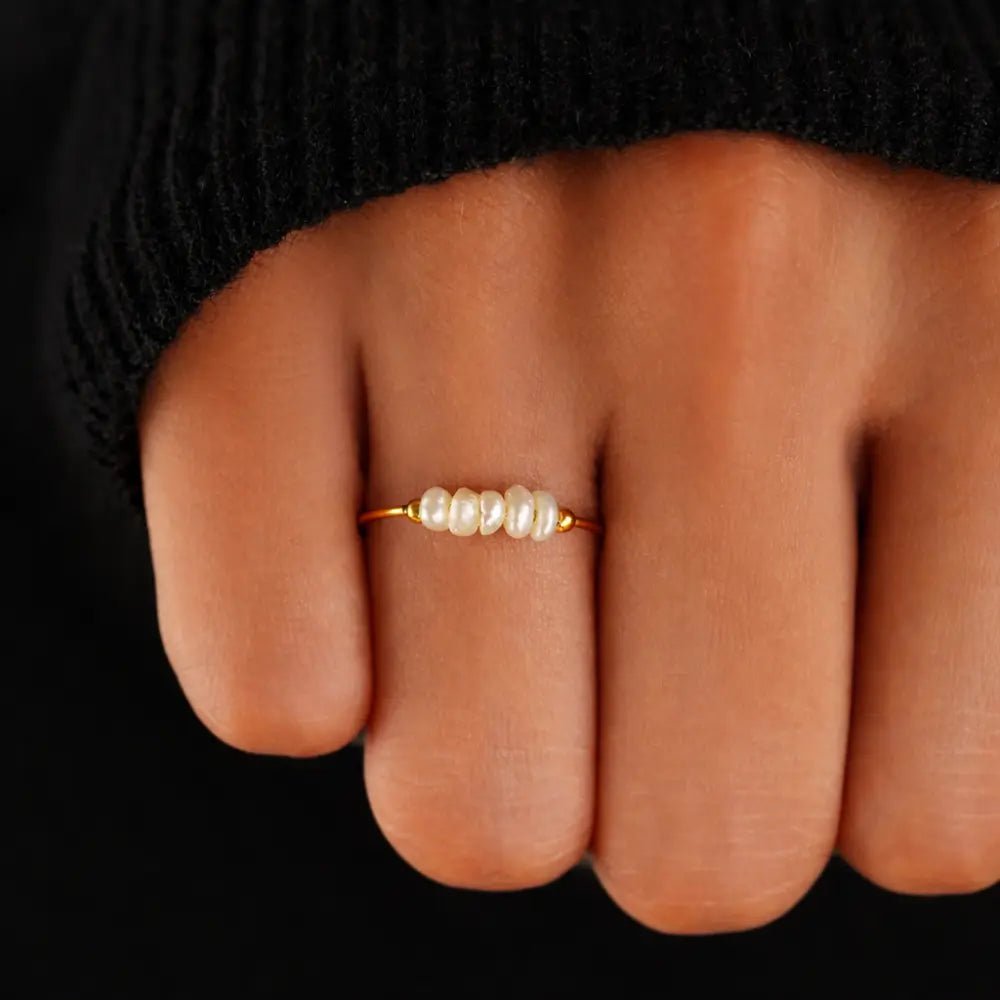 Lily Freshwater Pearl Gold Ring - CLAYCALI