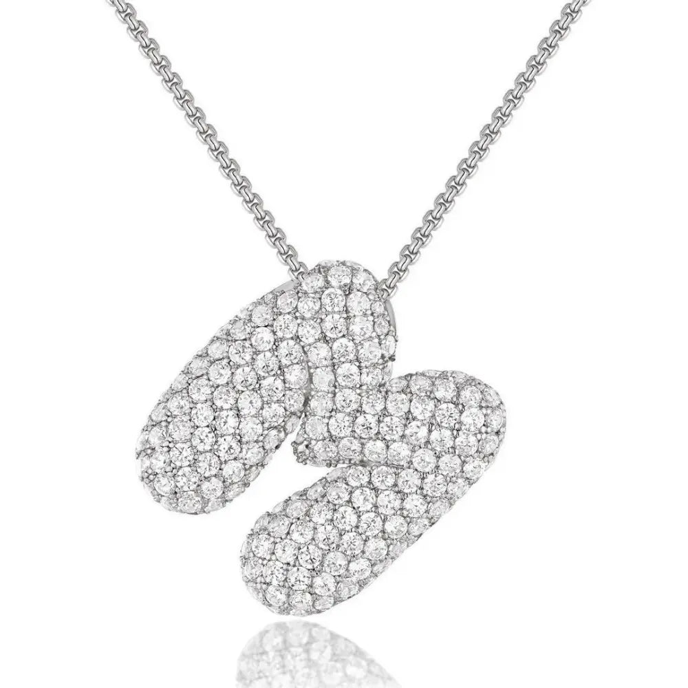 Bubble Initial Diamond Necklace - CLAYCALI