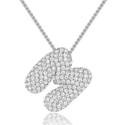 Bubble Initial Diamond Necklace - CLAYCALI