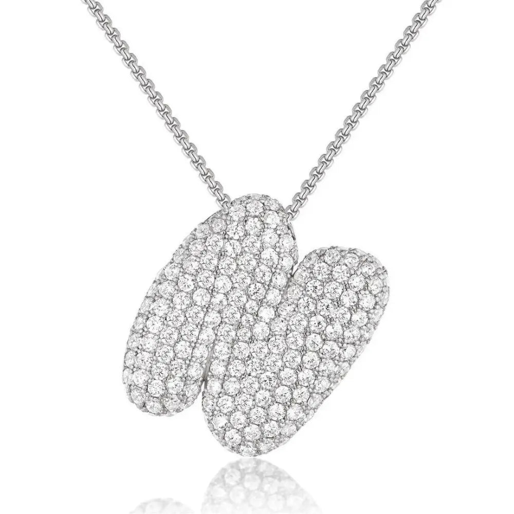 Bubble Initial Diamond Necklace - CLAYCALI