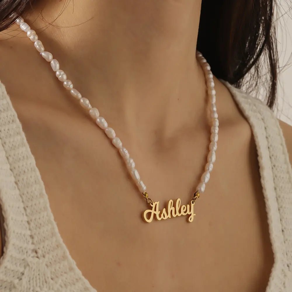 Statement Custom Name Pearl Necklace - CLAYCALI