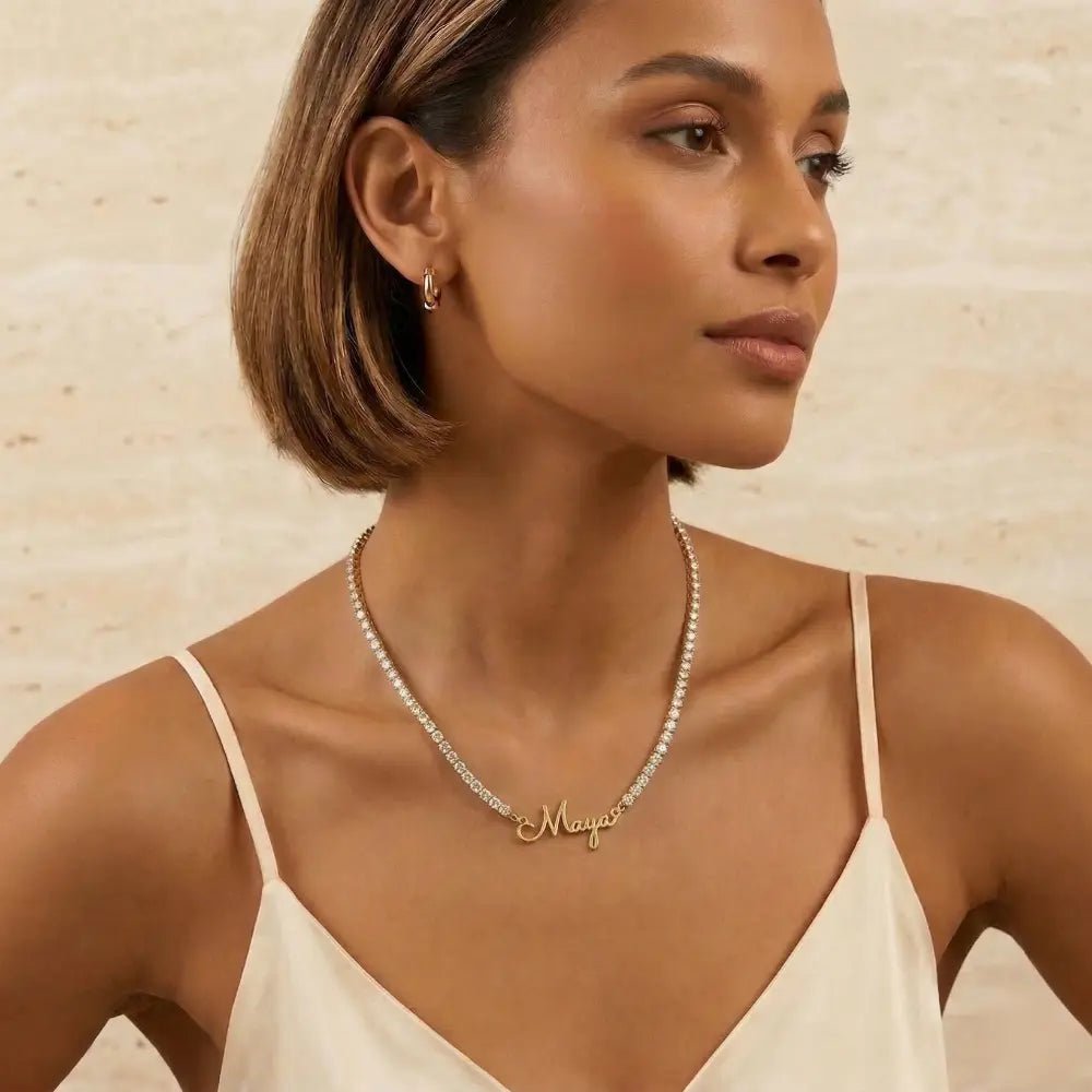 Lumina Signature Name Tennis Necklace - CLAYCALI
