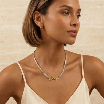 Lumina Signature Name Tennis Necklace - CLAYCALI