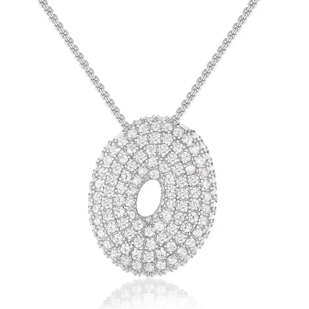 Bubble Initial Diamond Necklace - CLAYCALI