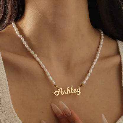 Statement Custom Name Pearl Necklace - CLAYCALI
