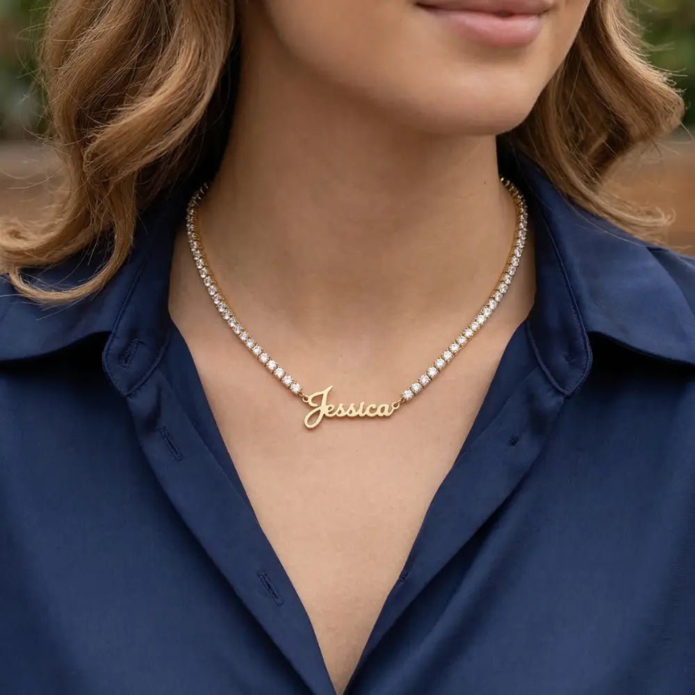 Lumina Signature Name Tennis Necklace - CLAYCALI