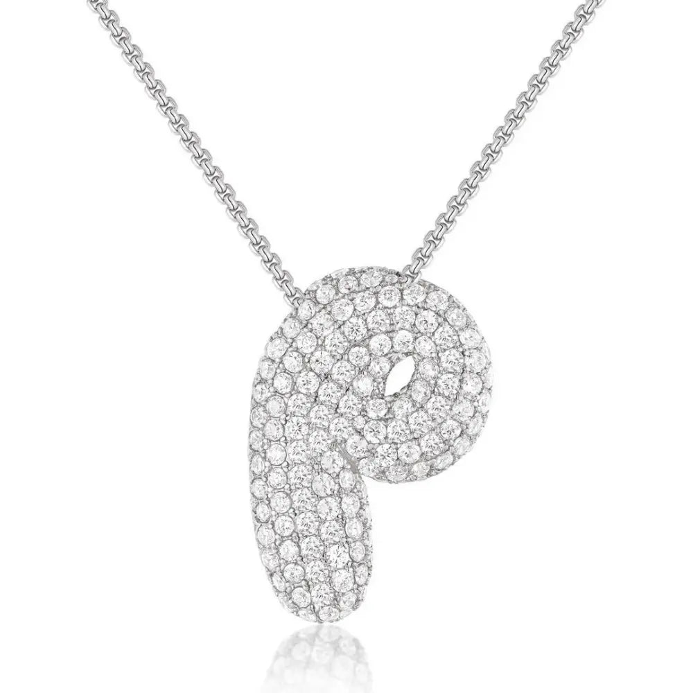 Bubble Initial Diamond Necklace - CLAYCALI