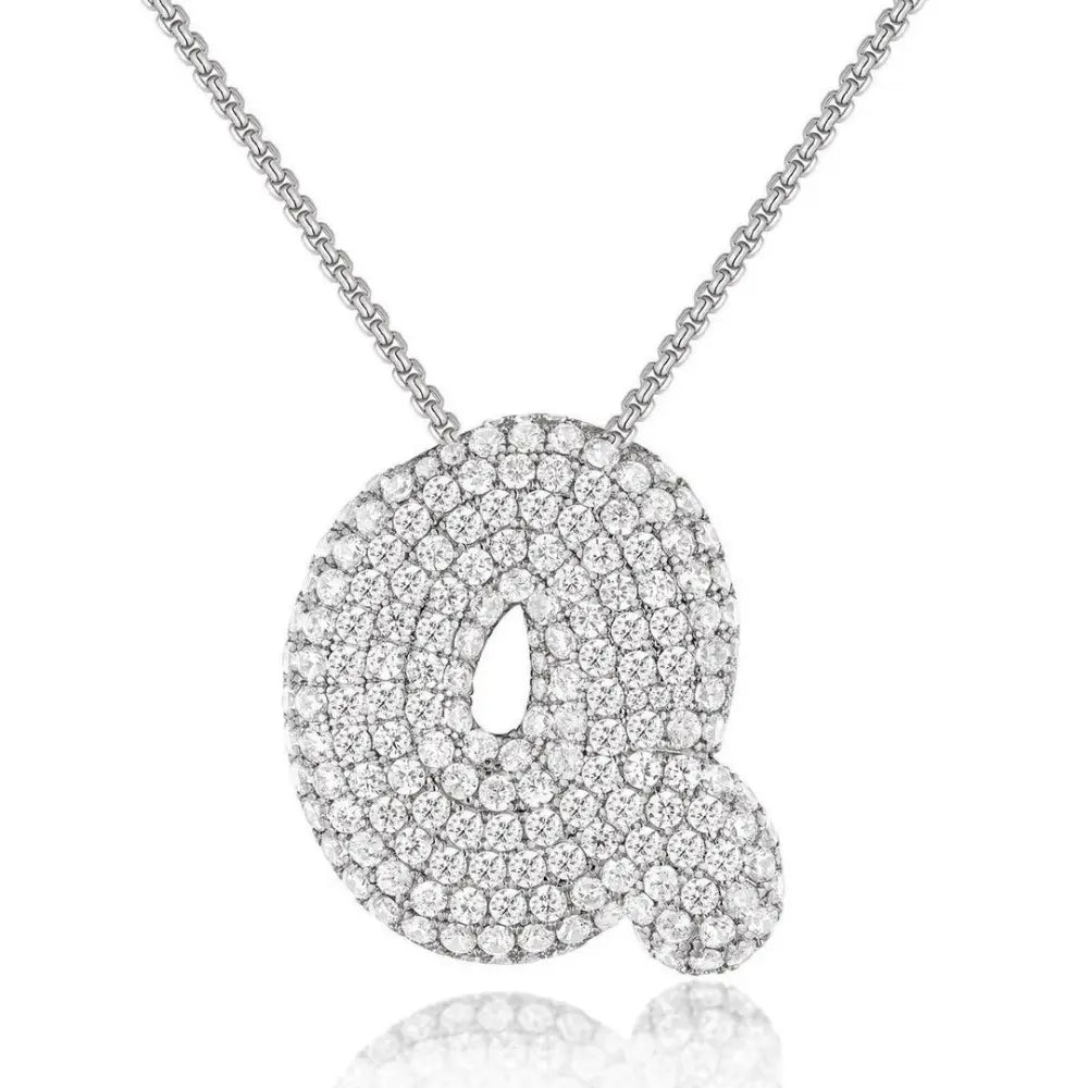 Bubble Initial Diamond Necklace - CLAYCALI