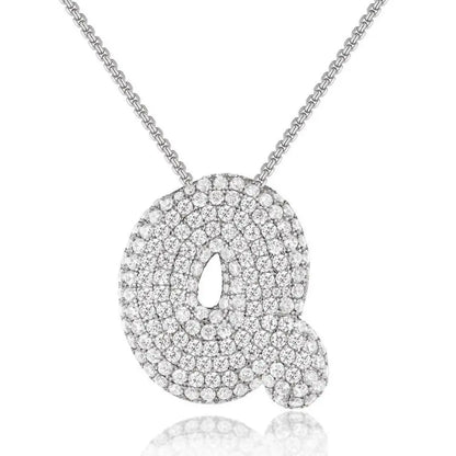 Bubble Initial Diamond Necklace - CLAYCALI