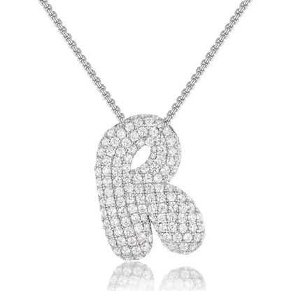 Bubble Initial Diamond Necklace - CLAYCALI