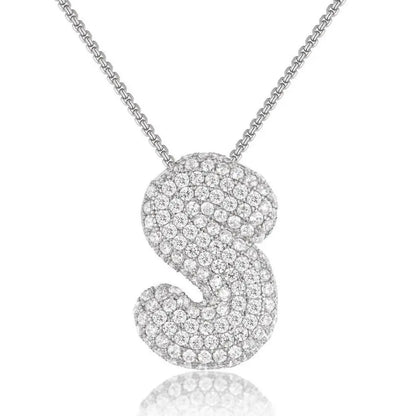 Bubble Initial Diamond Necklace - CLAYCALI