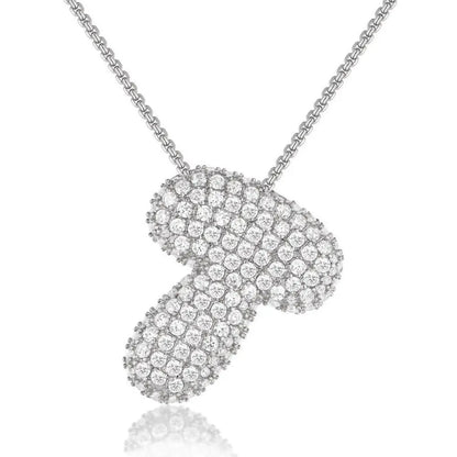 Bubble Initial Diamond Necklace - CLAYCALI