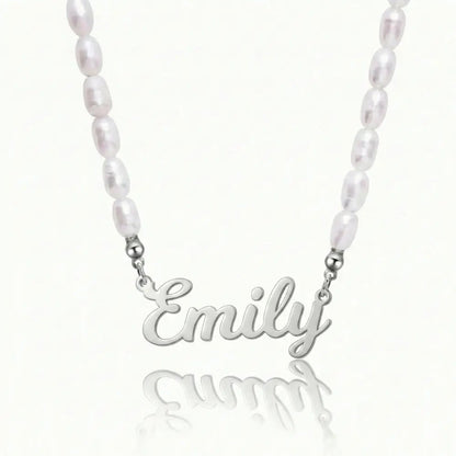 Statement Custom Name Pearl Necklace - CLAYCALI