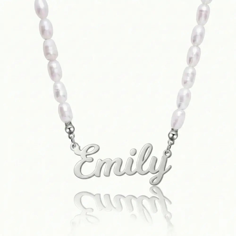 Statement Custom Name Pearl Necklace - CLAYCALI