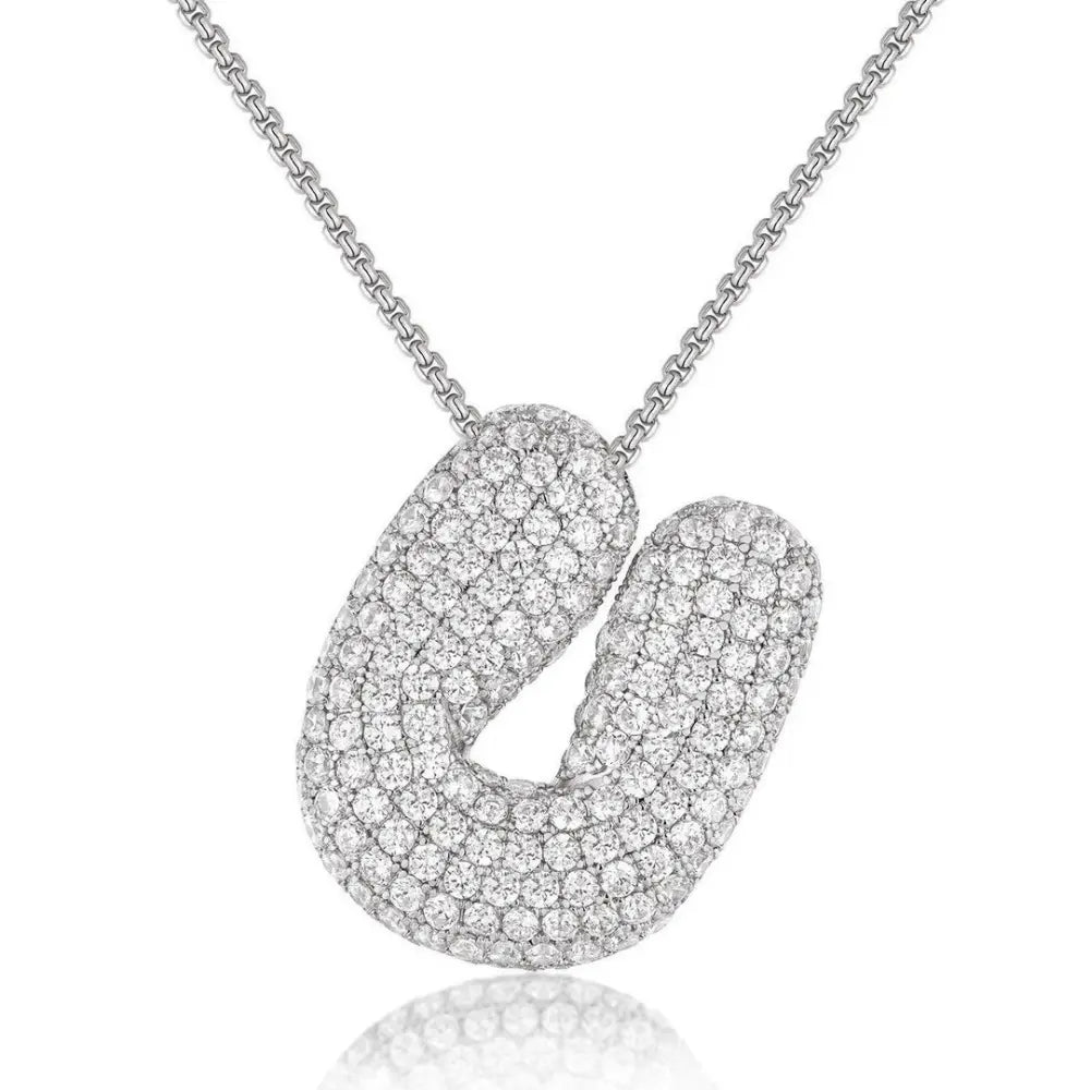 Bubble Initial Diamond Necklace - CLAYCALI
