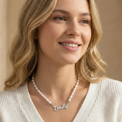 Statement Custom Name Pearl Necklace - CLAYCALI