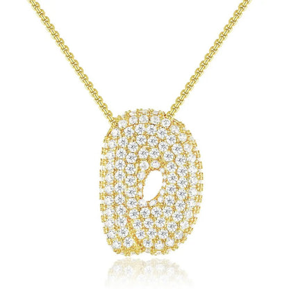 Bubble Initial Diamond Necklace - CLAYCALI