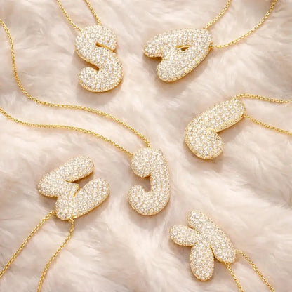 Bubble Initial Diamond Necklace - CLAYCALI