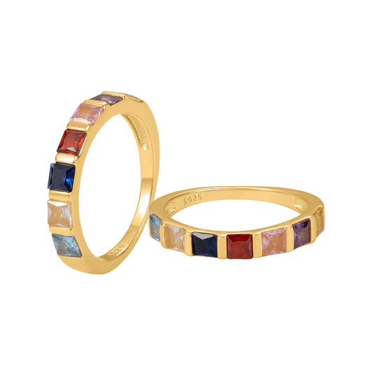 Princess Cut Birthstone Band Ring